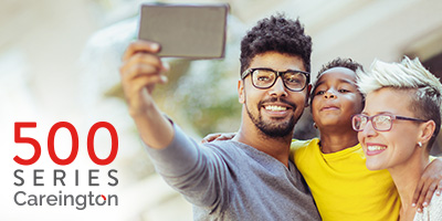 Family taking a selfie.